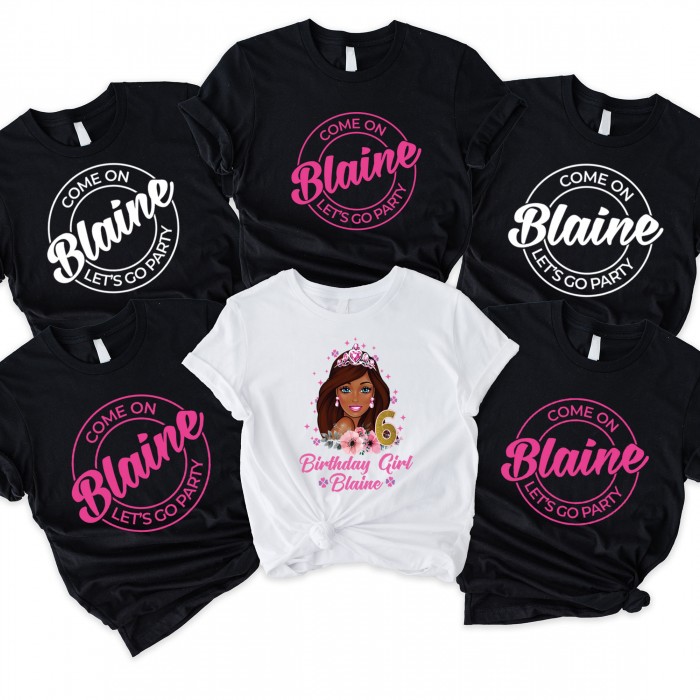 Personalized Birthday Girl Shirt, Custom Birthday Girl Shirt, Birthday Blonde-African American-Brunette Shirt, Birthday Family Matching Tees
