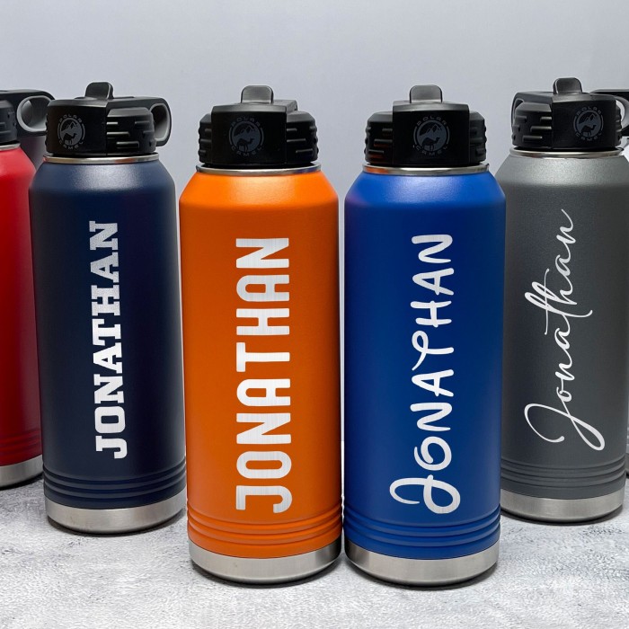 Laser Engraved Water Bottle With Custom Image Logo Text