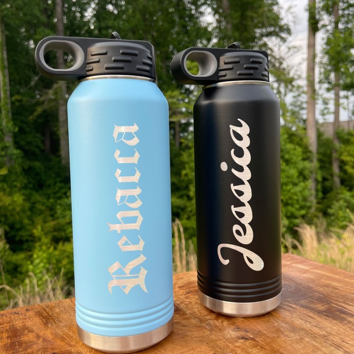 Laser Engraved Water Bottle With Custom Image Logo Text