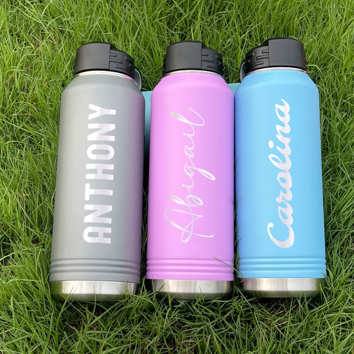 Laser Engraved Water Bottle With Custom Image Logo Text