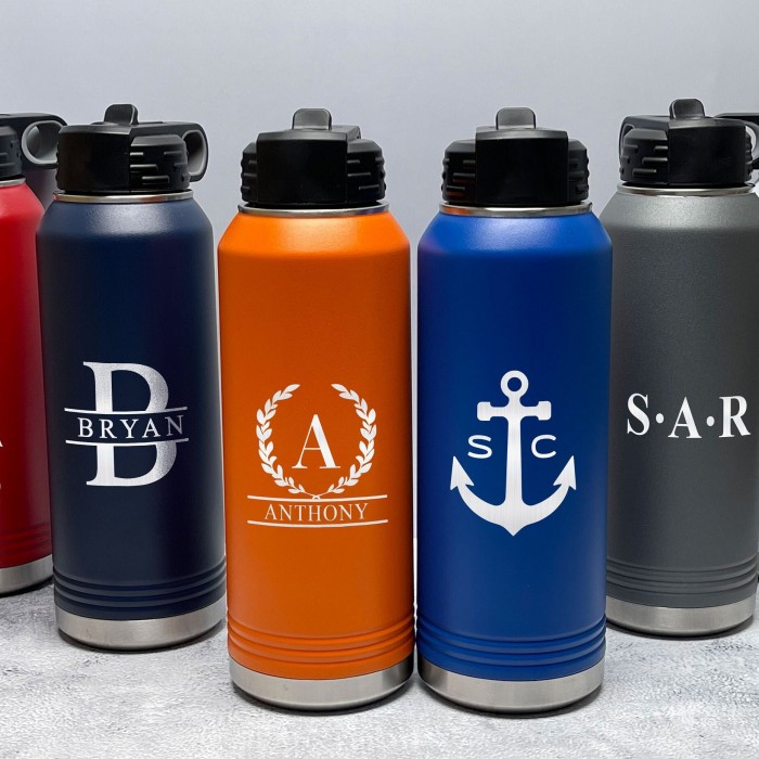 Personalized Laser Engraved Water Bottle With Custom Image Logo Text