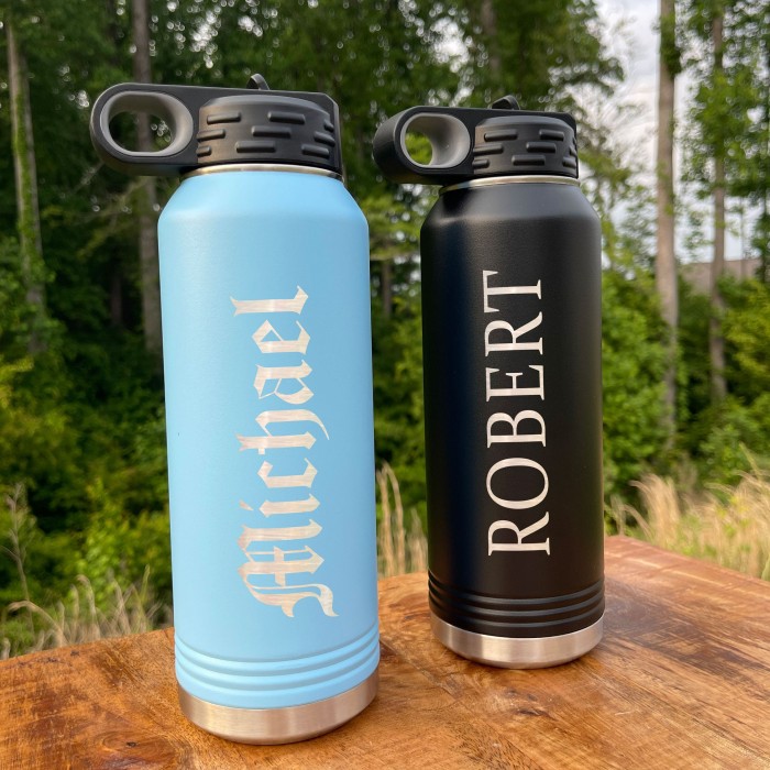 Personalized Laser Engraved Water Bottle With Custom Image Logo Text