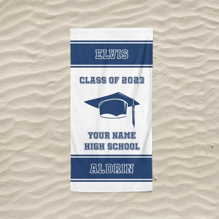 Custom Graduate School Beach Towel, Personalized Graduate School Gift, Bath Pool Towel, College Senior Gift, Graduation Gifts For Class