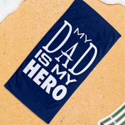 Personalized Father's Day Pool Towel, Custom Name My DAD is MY HERO Beach Towel, Bath Pool Towel, Anniversary Gift, Vacation Gift