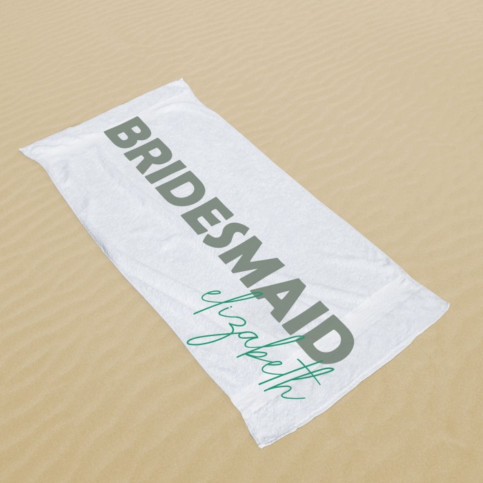 Custom Text Bride Pool Towel, Personalized Beautiful Modern Comfortable Holiday Soft Large Bride Towel, Bath Decor, Vacation Gift