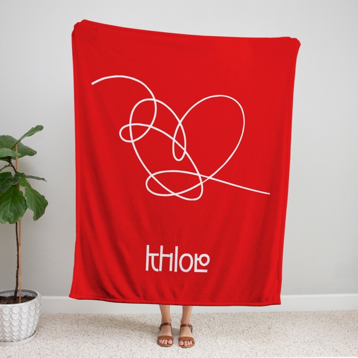 Personalized BTS Blanket with Your Name Korean Font, Custom BTS Blanket, BTS Love Yourself, Valentines Gift, Couple Gift Fleece/Sherpa/Minky