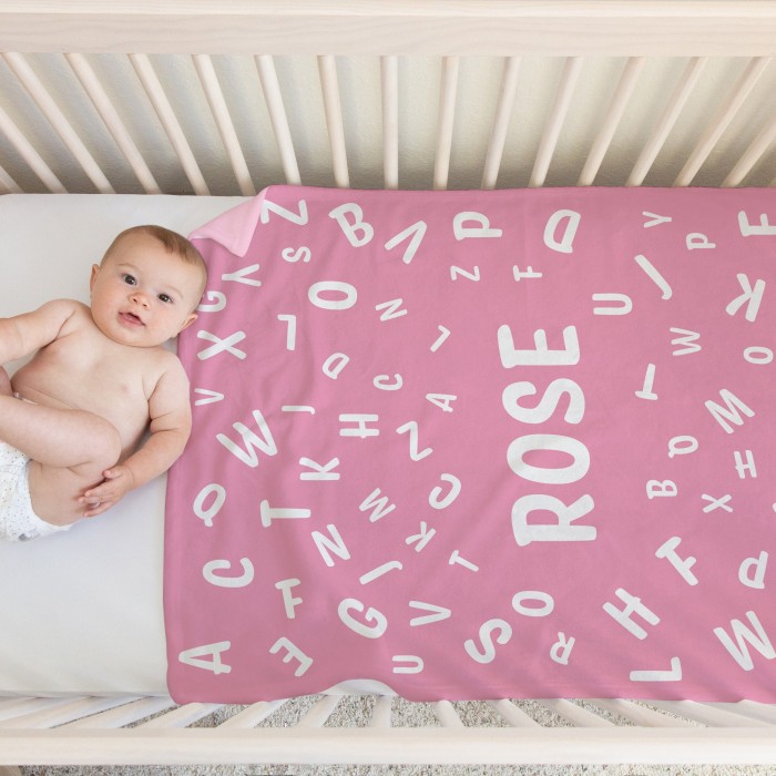 Personalized Name Blanket, Custom Throw Blanket, Learning Letters, Baby Blanket with Name, Fleece/Sherpa/Minky Baby Blanket
