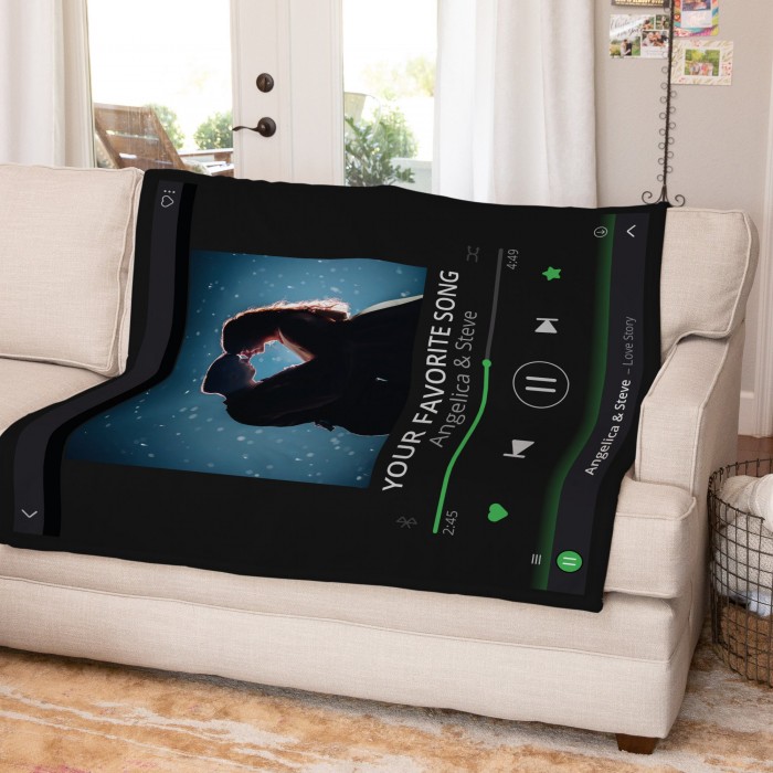 Custom Music Player Blanket, Music Blanket with Photo, Anniversary Gift, Couple Gift, Sherpa/Minky, Valentine s Day Gift, Gift for Friend
