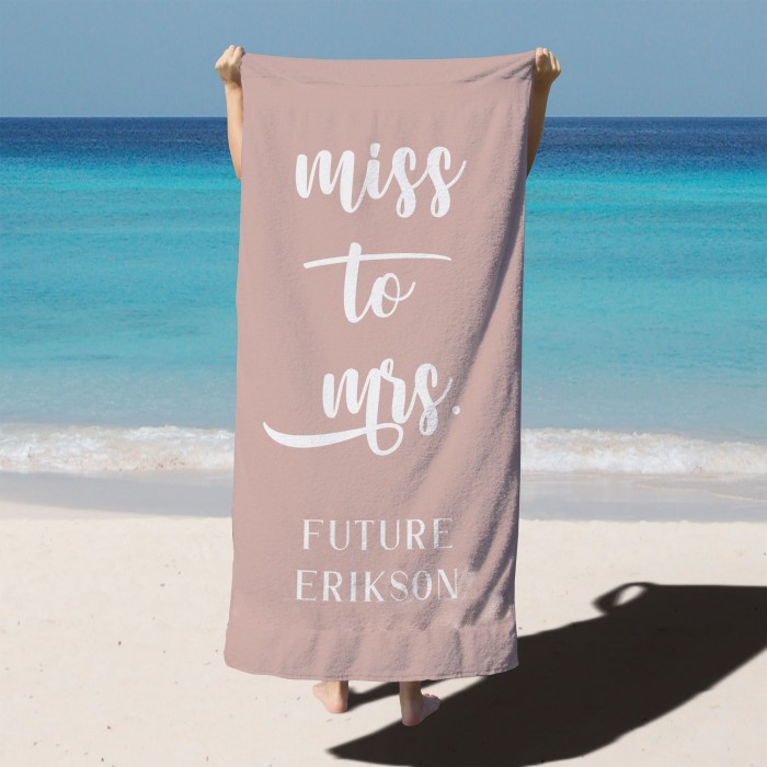 Mr. and Mrs. Custom Beach Towel, Personalized Bath Towel, Custom Pool Towel with Name, Bride Towel, Anniversary Beach Towel