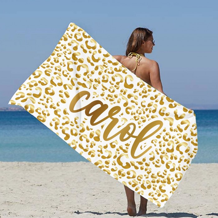 Custom Sparkling Beach Towel with Name, Personalized Glitter Bath Pool Towel, Bride Bachelorette Towel, Anniversary Gift, Vacation Gift