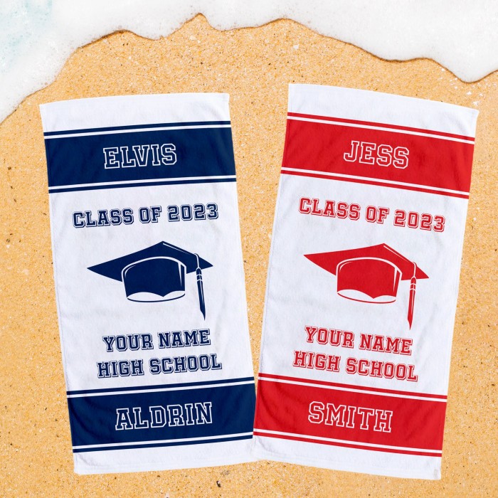 Custom Graduate School Beach Towel, Personalized Graduate School Gift, Bath Pool Towel, College Senior Gift, Graduation Gifts For Class