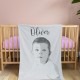 Personalized Photo Blanket with Drawing, Custom Portrait Blanket, Pencil Drawing, Anniversary, Couple Gift, Fleece/Sherpa/Minky