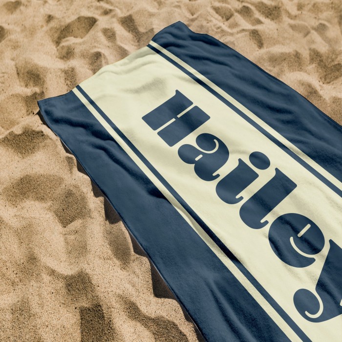 Personalized Groovy 70 s Design, Custom Name Retro Style  Beach Towel, Adult Kids Bath Pool Bride Bachelorette Towel, Birthday Gift