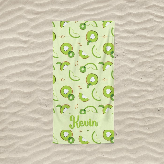 Custom Name 6 Fruits Beach Towel, Personalized Colorful Bath Pool Towel, Bride Bachelorette Towel, Vacation Gift