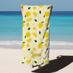 Custom Name 6 Fruits Beach Towel, Personalized Colorful Bath Pool Towel, Bride Bachelorette Towel, Vacation Gift