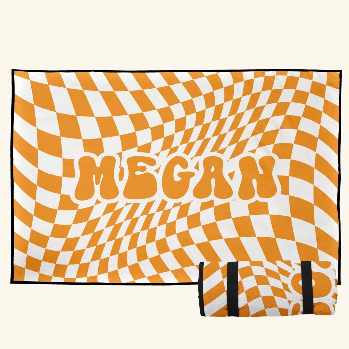 CUSTOM RETRO Picnic Blanket, Foldable with Carrying Strap, Ideal for Camping, Beach, and Outdoor Fun, Water-Resistant and Easy to Clean