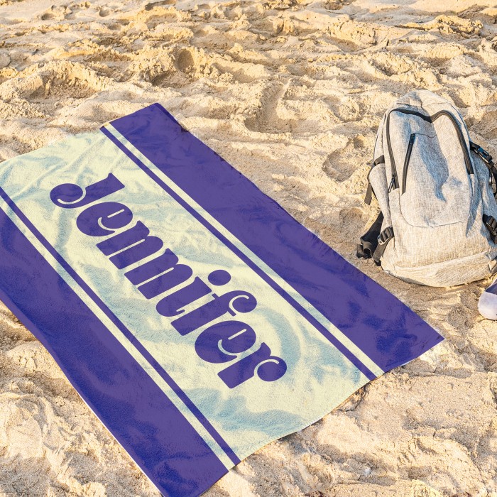 Personalized Groovy 70 s Design, Custom Name Retro Style  Beach Towel, Adult Kids Bath Pool Bride Bachelorette Towel, Birthday Gift