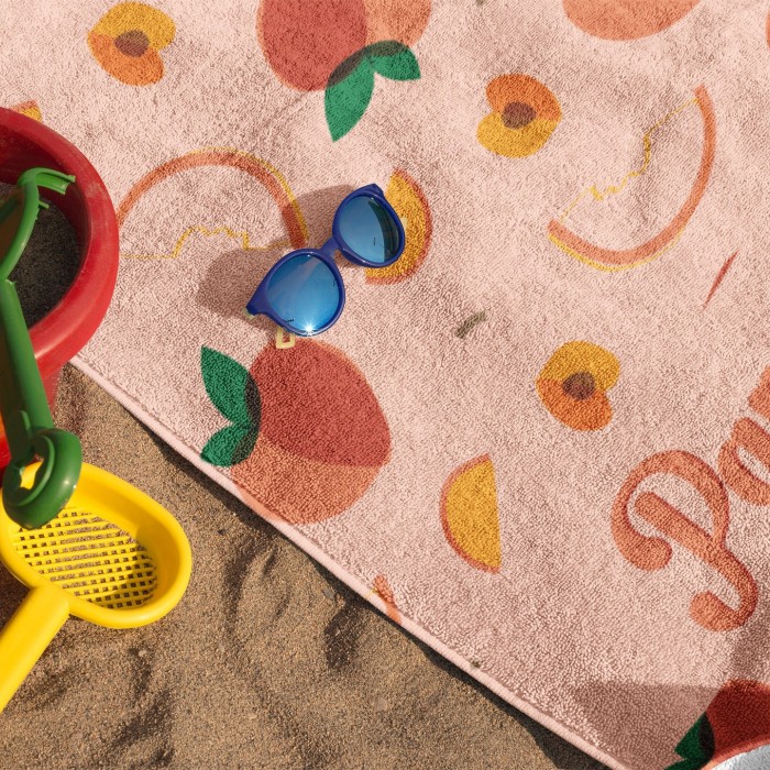 Custom Name 6 Fruits Beach Towel, Personalized Colorful Bath Pool Towel, Bride Bachelorette Towel, Vacation Gift