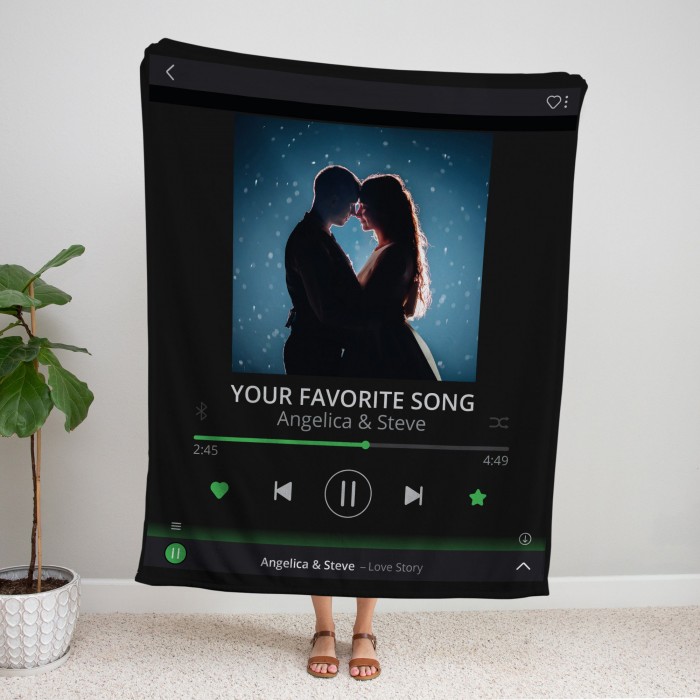 Custom Music Player Blanket, Music Blanket with Photo, Anniversary Gift, Couple Gift, Sherpa/Minky, Valentine s Day Gift, Gift for Friend