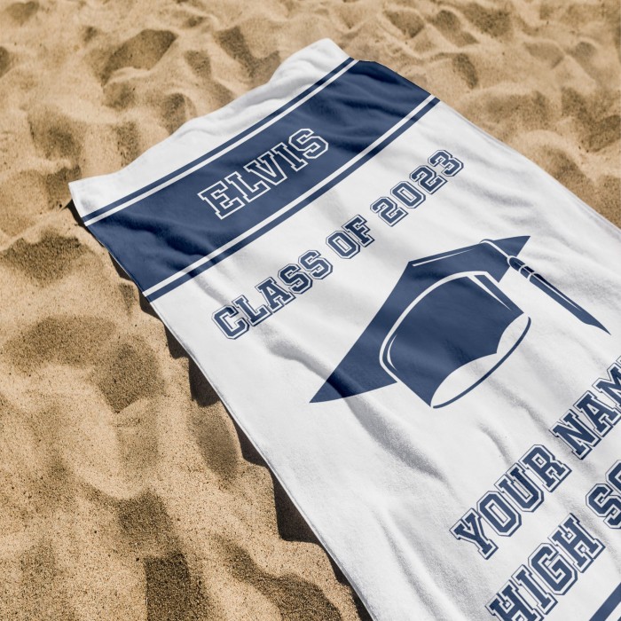 Custom Graduate School Beach Towel, Personalized Graduate School Gift, Bath Pool Towel, College Senior Gift, Graduation Gifts For Class