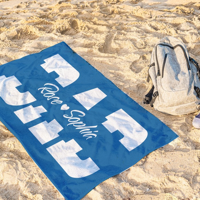 Custom Name Father s Day Beach Towel, Personalized DAD Pool Towel, Bath Pool Towel, Anniversary Gift, Vacation Gift, Grandma Gift