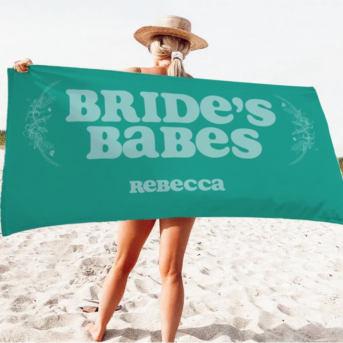 Custom Name Bride s Babes Beach Towel, Bath Pool Towel, Personalized Bachelorette Towel, Gift For Her