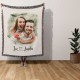 Custom Portrait Blanket, Personalized Photo Blanket with Drawing, Watercolor Drawing, Anniversary, Couple Gift, Wowen Blanket