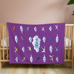Personalized Plane Blanket for Kids, Custom Fleece/Sherpa/Minky Blanket for Toddlers Baby, Blanket Gift, Baby Blanket, Personalized Gift