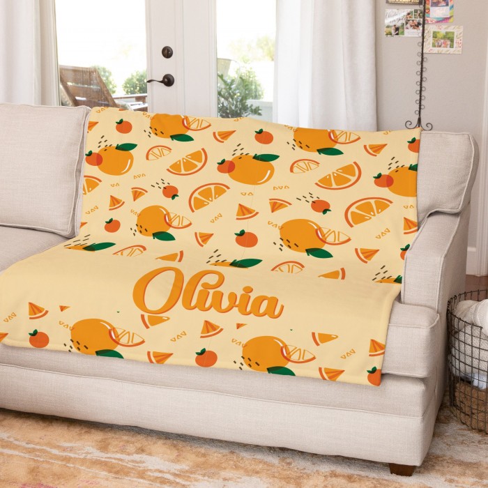 Customized Name Blanket, Personalized Blanket with Fruit , Blanket Gift, Baby Blanket, Kids Blanket, Personalized Gift, Sherpa Blanket, Minky Blanket