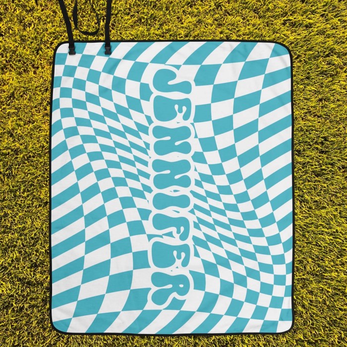 CUSTOM RETRO Picnic Blanket, Foldable with Carrying Strap, Ideal for Camping, Beach, and Outdoor Fun, Water-Resistant and Easy to Clean