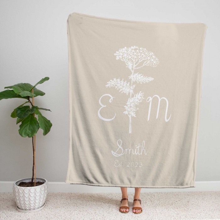 Personalized Family Name Quilt, Last Name Initials Woven Tapestry, Wedding Anniversary Gift, Christmas Present For Family, Gift For Mom