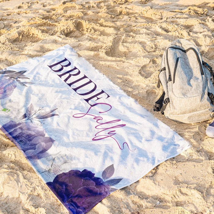 Personalized Beach Towel, Bride and Bridesmaid Custom Beach Towel, Custom Pool Bath Towel, Bachelorette Bride Beach Towel