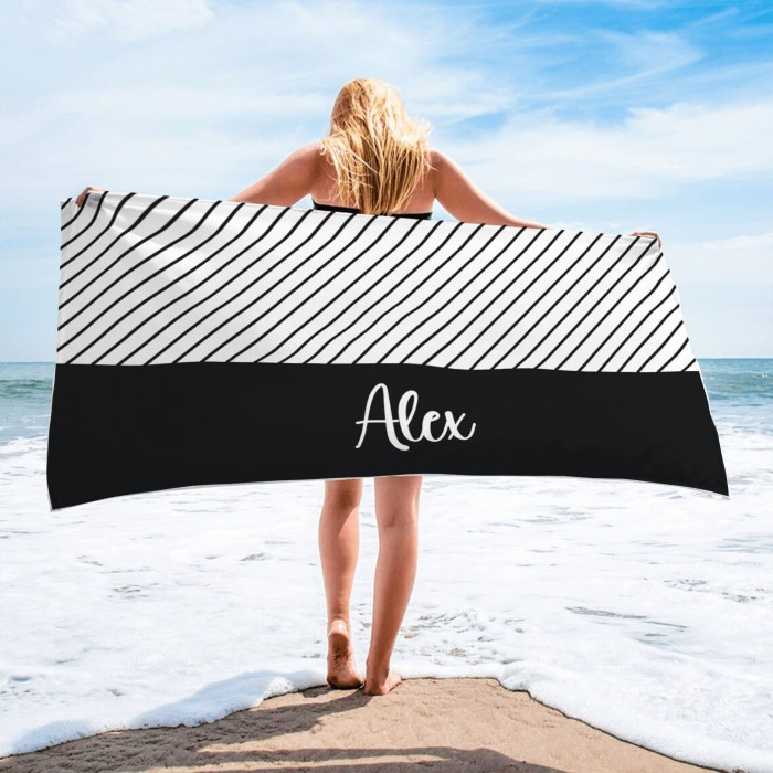 Colorful Customized Pool Towel, Custom Text Beach Towel, Bachelorette Bride Beach Towel, Present For Her