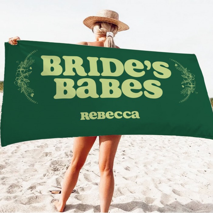 Custom Name Bride s Babes Beach Towel, Bath Pool Towel, Personalized Bachelorette Towel, Gift For Her
