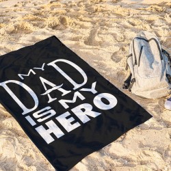 Personalized Father's Day Pool Towel, Custom Name My DAD is MY HERO Beach Towel, Bath Pool Towel, Anniversary Gift, Vacation Gift