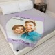 Custom Portrait Blanket, Personalized Photo Blanket with Watercolor Drawing, Cloud Effect, Anniversary Couple Gift, Fleece Sherpa Minky