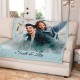 Custom Portrait Blanket, Personalized Photo Blanket with Watercolor Drawing, Cloud Effect, Anniversary Couple Gift, Fleece Sherpa Minky