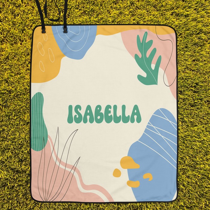 Picnic Blanket with Carrying Strap, Water Resistant Back, Foldable Outdoor Throw, Portable Beach Mat, Machine Washable