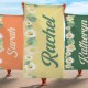 Personalized Vintage Floral 70 s Design, Retro Style Custom Name Beach Towel, Personalized Pool Towel, Vacation Birthday Gift, Gift For Mom