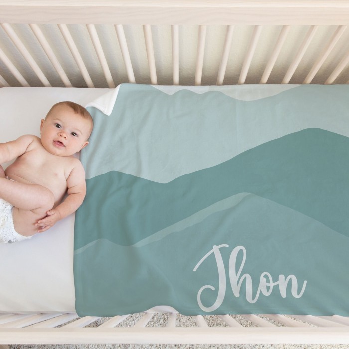 Personalized Groovy Boho Mountain Blanket, Custom Name Blanket, Baby Girl Blanket, Gift for her-him, Birthday, Anniversary Blanket Gift