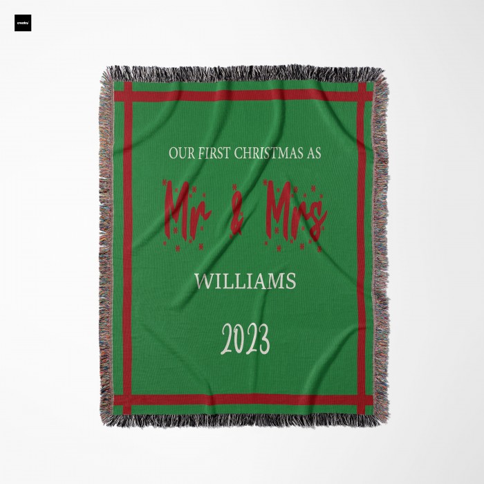 Personalized Couples Throw, Custom Christmas Woven Blanket, Throw Blanket Couch,Our First Christmas, New Year Gift for Couples, Anniversary Gift