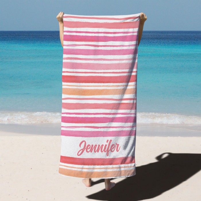 Personalized Colorful Name Towel, Custom Text Beach Towel, Home Decor, Special Gift for Him Her Friends
