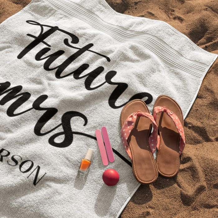 Bride and Bridesmaid Custom Beach Towel, Bride Pool Towel, Personalized Beach Towel, Custom Bath Towel