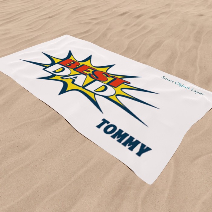 Custom Super Dad Beach Towel, Personalized Bath Towel, Father s Day Gift Pool Towel, Gift For Dad, Super Dad Bath Towel