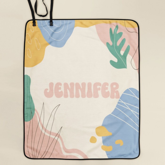 Picnic Blanket with Carrying Strap, Water Resistant Back, Foldable Outdoor Throw, Portable Beach Mat, Machine Washable