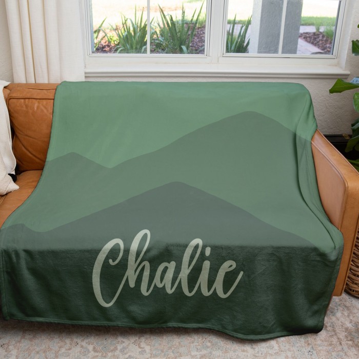 Personalized Groovy Boho Mountain Blanket, Custom Name Blanket, Baby Girl Blanket, Gift for her-him, Birthday, Anniversary Blanket Gift