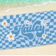 Personalized Hippie Style Bath Towel, Custom Beach Towel, Retro Checkered Pattern Pool Towel, Birthday, Bridesmaid, Bridal Shower Gift