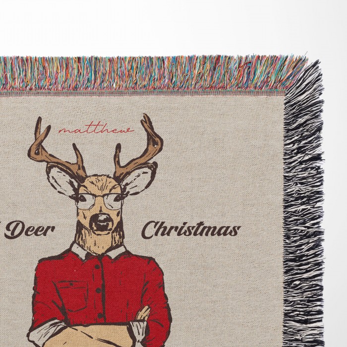 Personalized Deer Woven Blanket, Custom Tapestry Woven, Gift for her, Gift for Grandma