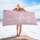Personalized Name Pool Bath Towel, Wifey Hubby Custom Beach Towel,  Custom Wedding Proposal Gift, Present For Couples