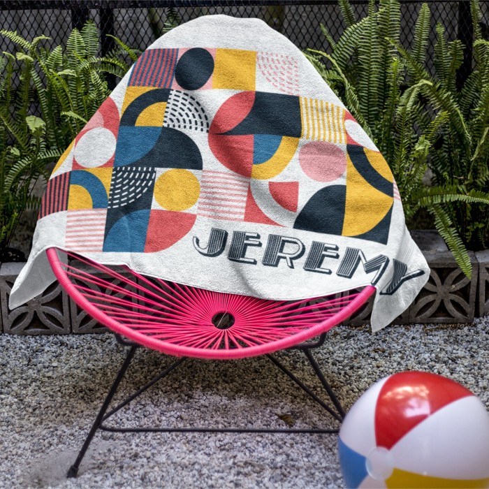 RETRO Multi Style Personalized Beach Towel, Name Bath Towel, Custom Pool Towel, Beach Towel With Name Outside, Birthday/Vacation Gift